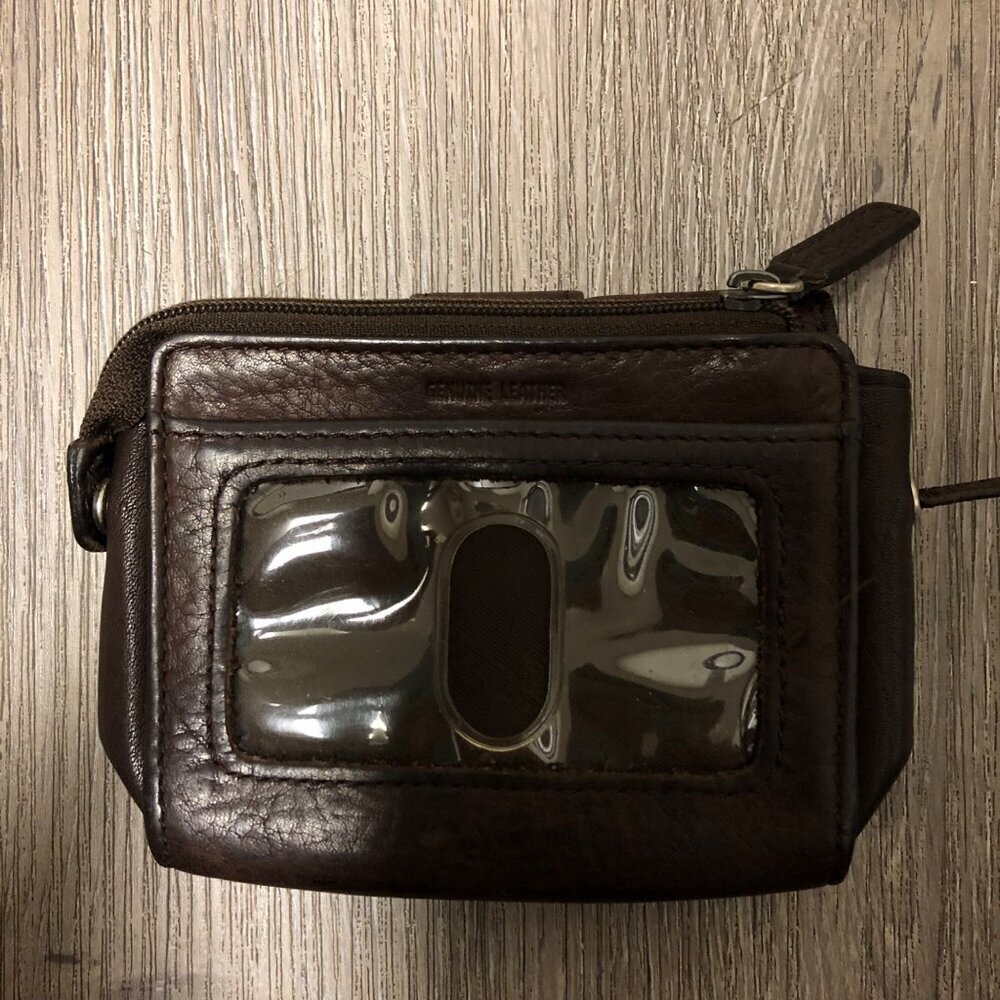 Fossil Genuine Leather Wallet Chocolate Brown Wristlet Keyring Keychain ID - Picture 5 of 9